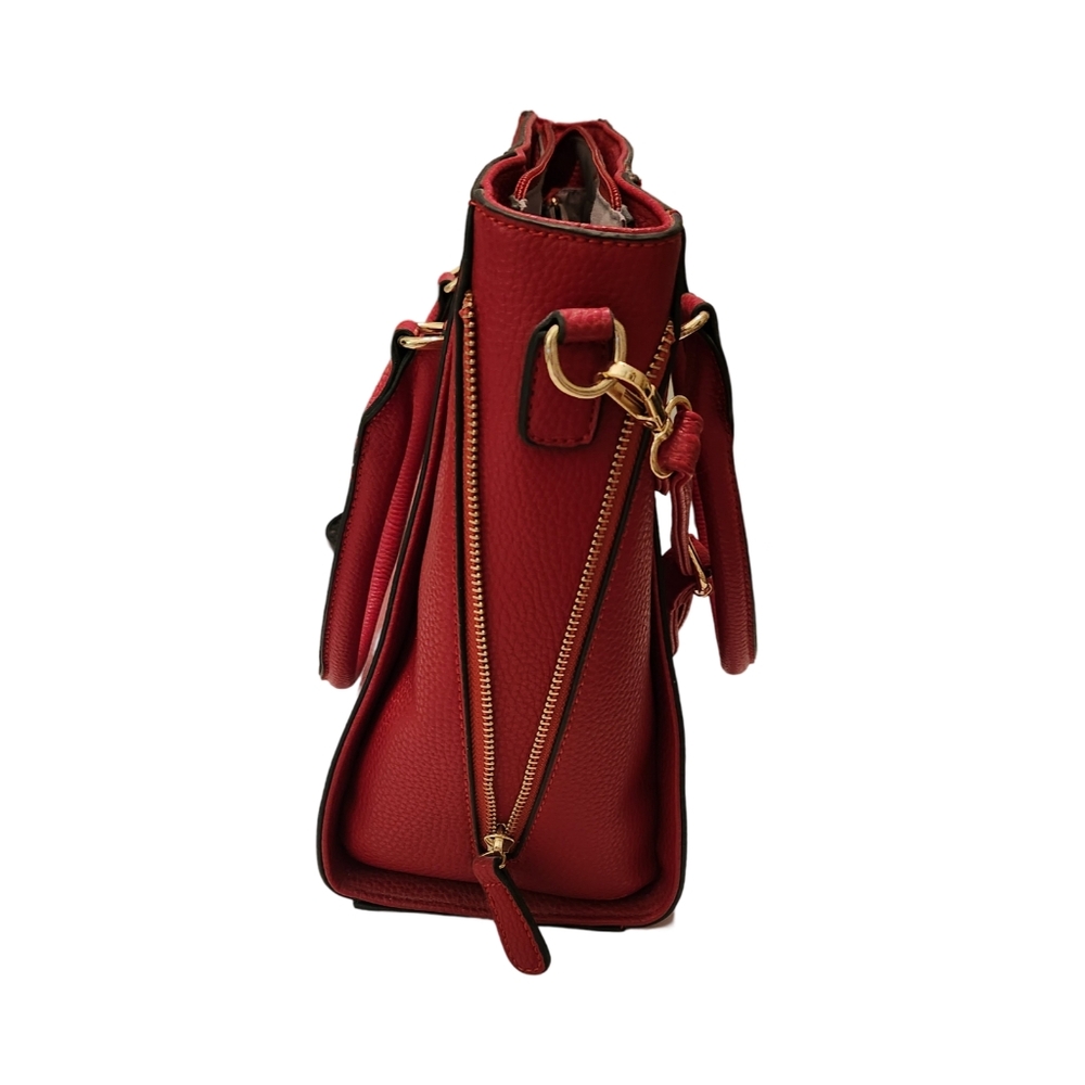 Dasein Womens Red Handbag, Work Tote, Shoulder Bag, With Long Ajustable Strap - Picture 3 of 6